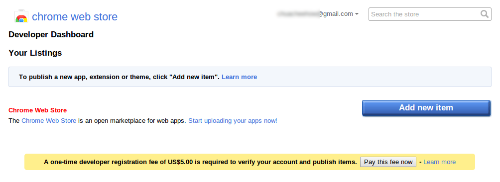 Chrome Web Store Developer Dashboard