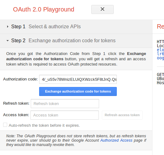 Step 2 Exchange authorization code for tokens